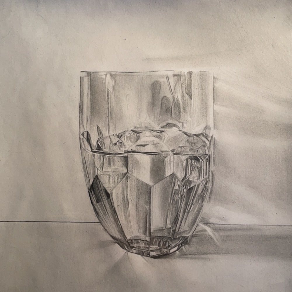 Still Life Art Crystal Waterford Glass Original Drawing Signed 7x11”